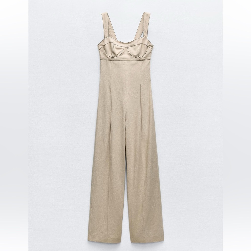 Zara Contrasting Top Stitch Corset Jumpsuit size medium